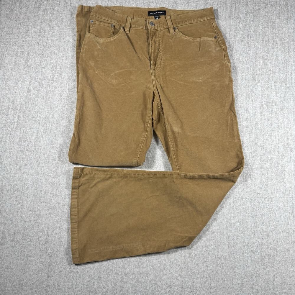 Lucky Brand Stevie High Rise Flare Corduroy Pants Women's 12/31R Brown Boho Fit